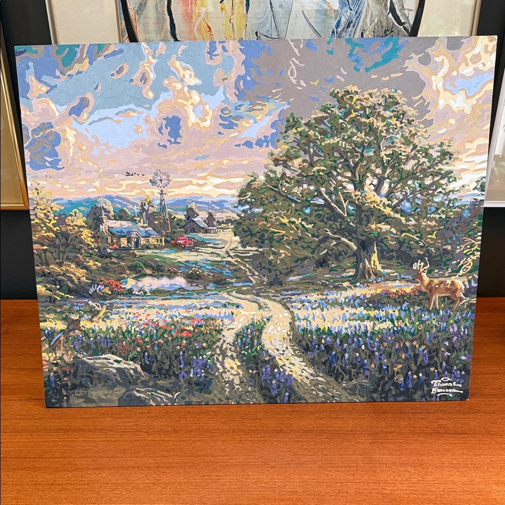 Thomas Kinkade "Country Living" paint-by-number completed painting gorgeous